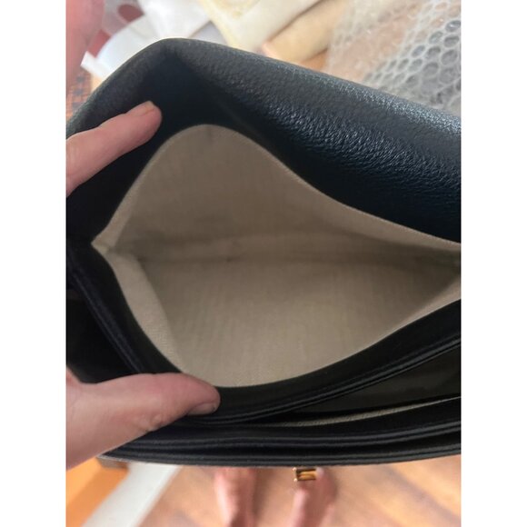 Tory Burch Black Leather and Suede Kira Handbag With Gold Logo Accents & Adjusta - Picture 7 of 13